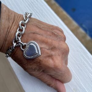 Judith Ripka Sterling Silver Heart Charm Bracelet